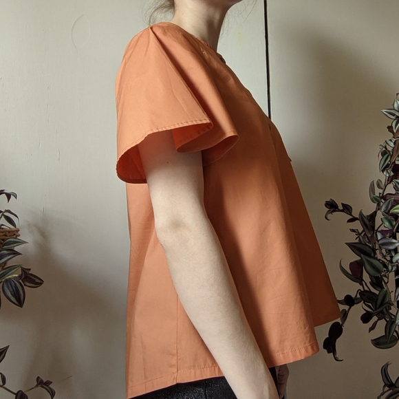 Orange flutter sleeve button up blouse - Picture 11 of 11